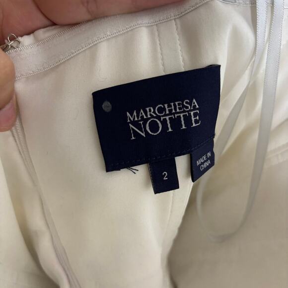 Marchesa Notte Floral Strapless Mikado Dress Cream Size 2 - Picture 9 of 11